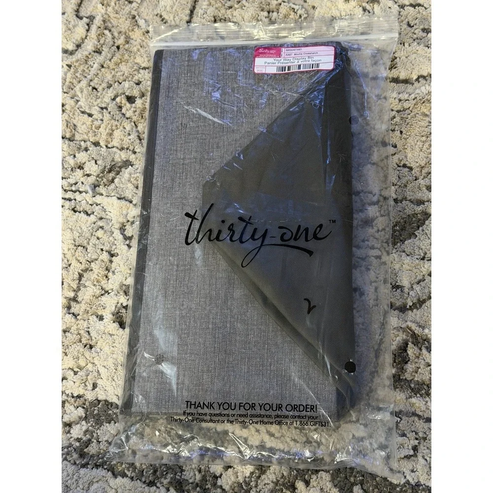 Thirty-One Your Way Display Bin Mocha Crosshatch NEW